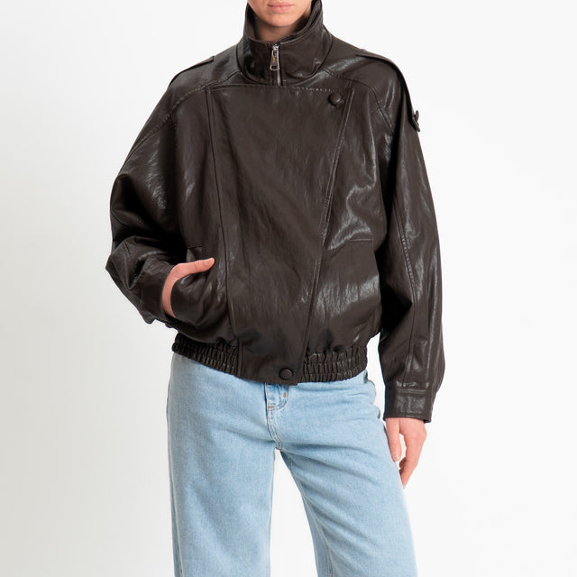 Haveone-Bomber similpelle martellata chiusura - moro