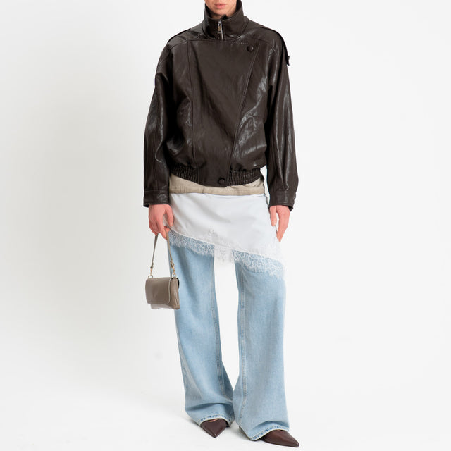 Haveone-Bomber similpelle martellata chiusura - moro