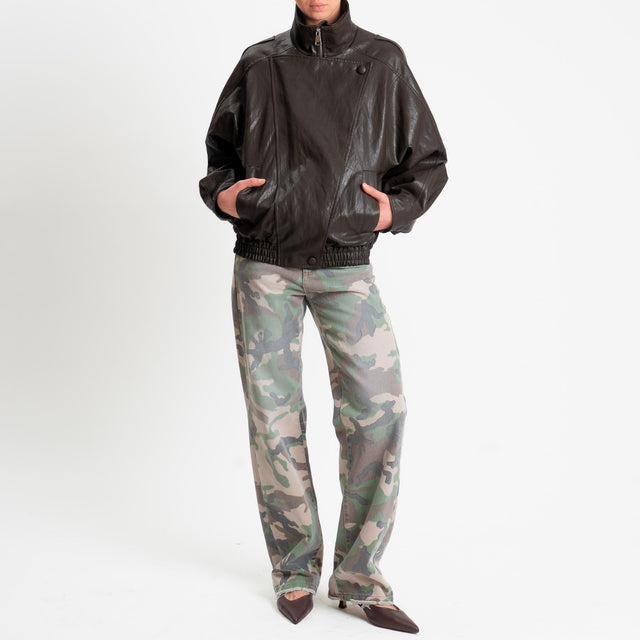 Haveone-Bomber similpelle martellata chiusura - moro