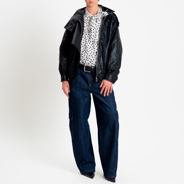 Haveone-Bomber similpelle martellata - Nero