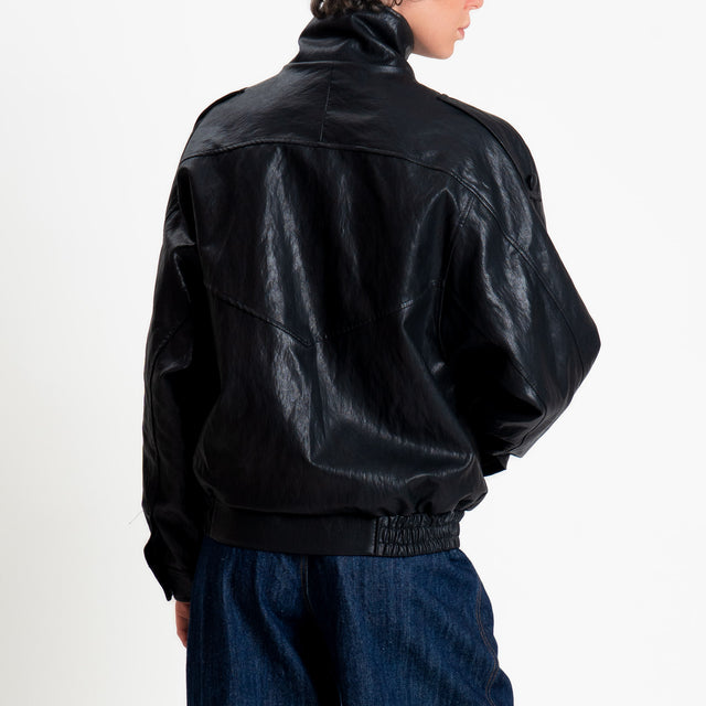 Haveone-Bomber similpelle martellata - Nero