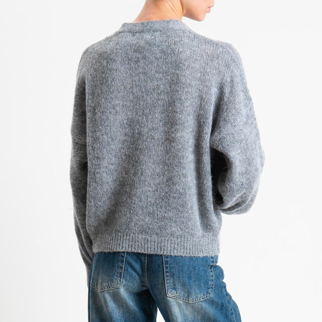 Haveone-Cardigan misto alpaca bottoni gioiello - grigio
