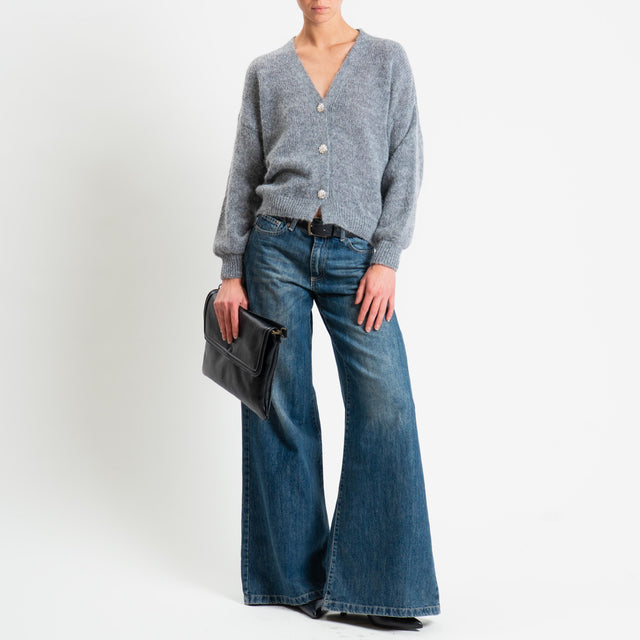 Haveone-Cardigan misto alpaca bottoni gioiello - grigio