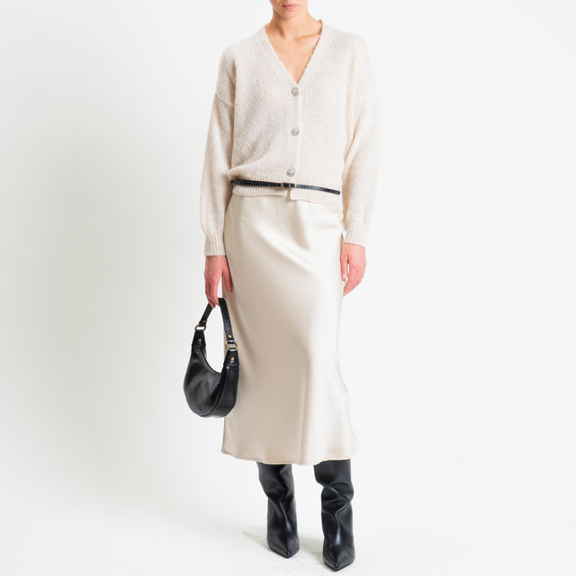 Haveone-Cardigan misto alpaca bottoni gioiello - panna