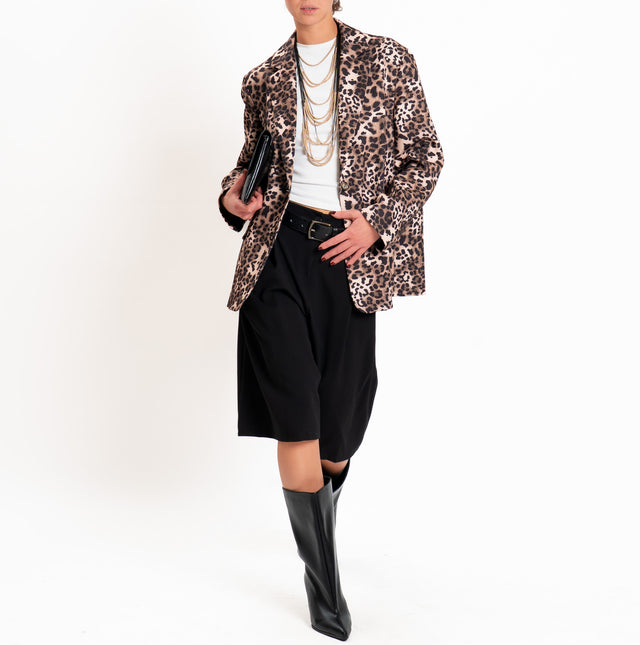 Haveone-Giacca animalier oversize - sand/nero