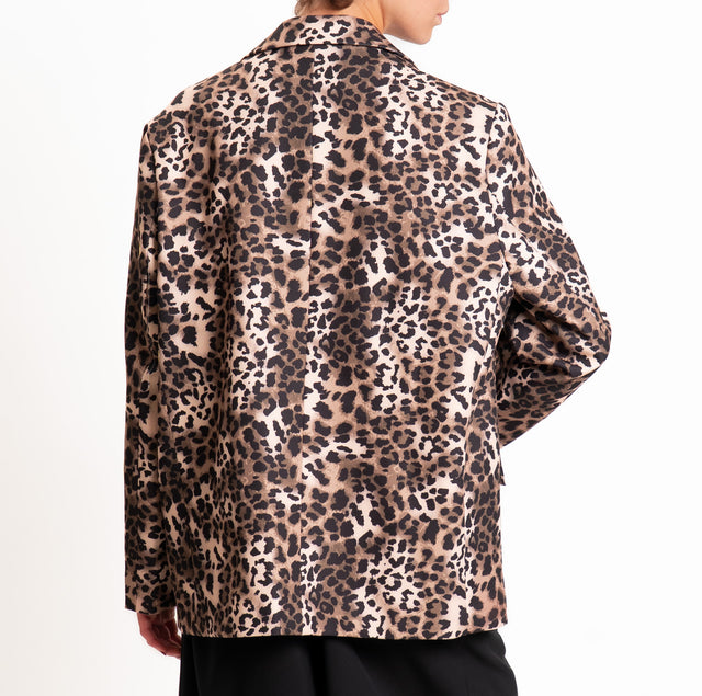 Haveone-Giacca animalier oversize - sand/nero