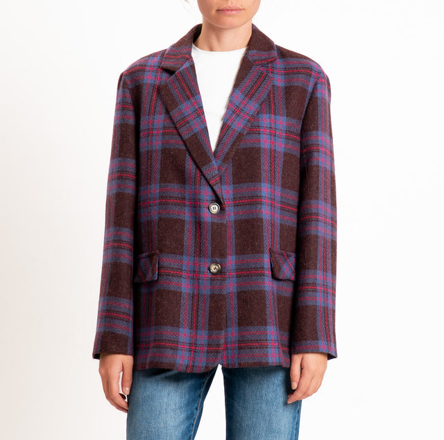 Haveone-Giacca check over - bordeaux/jeans