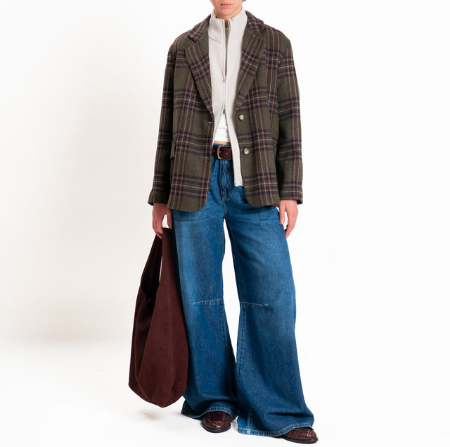 Haveone-Giacca over misto lana - check militare/bordeaux