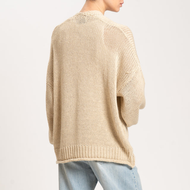 Haveone-Cardigan in maglia con tasche - corda