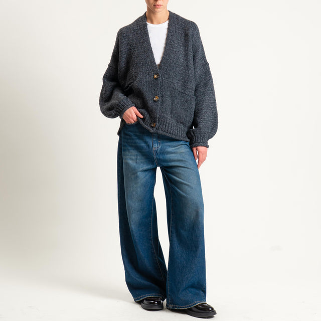 Haveone-Cardigan misto alpaca con tasche - antracite