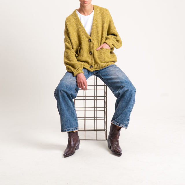 Haveone-Cardigan misto alpaca con tasche - olio