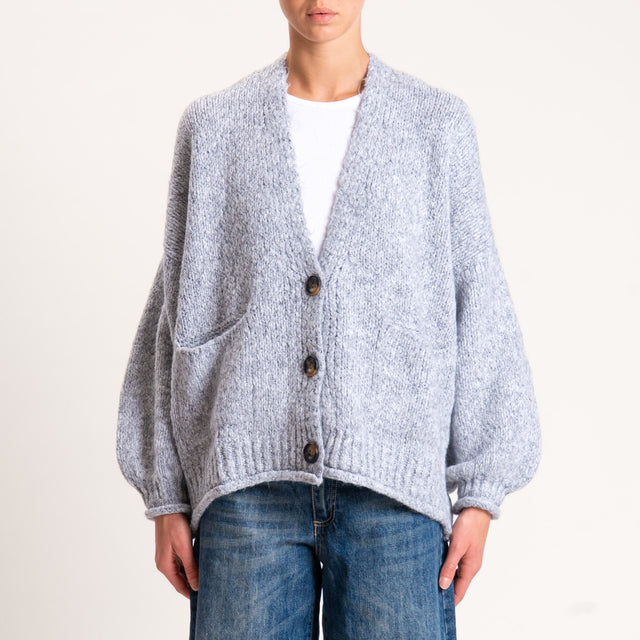 Haveone-Cardigan misto alpaca con tasche - perla