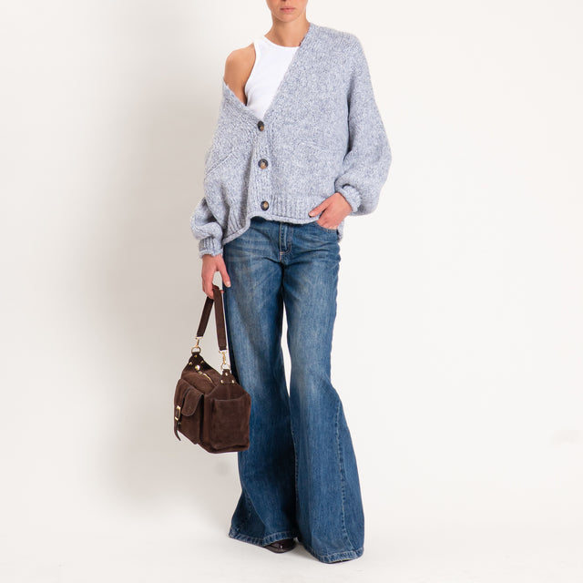 Haveone-Cardigan misto alpaca con tasche - perla