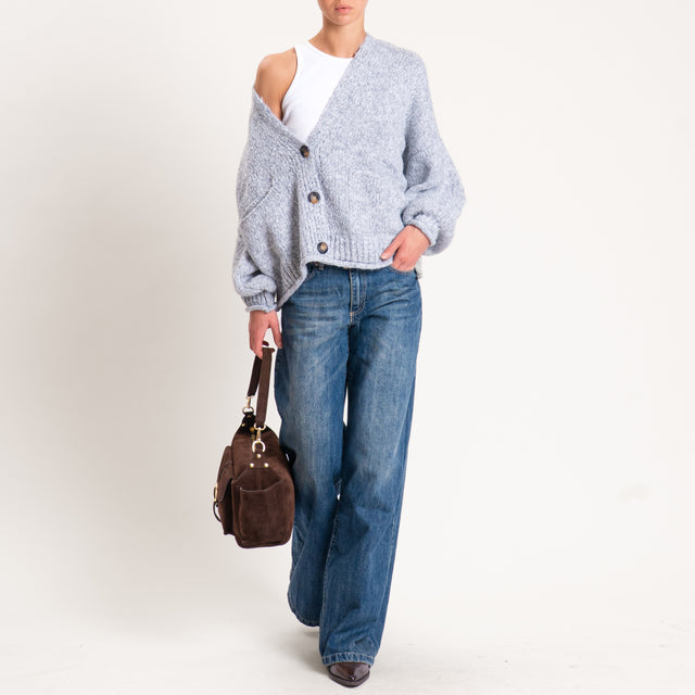 Haveone-Cardigan misto alpaca con tasche - perla