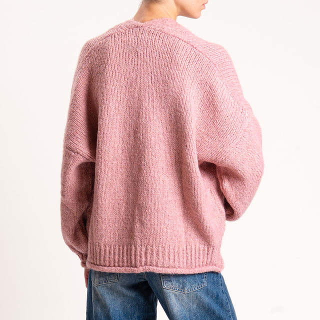 Haveone-Cardigan misto alpaca con tasche - rosa