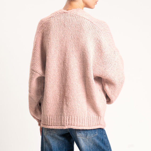 Haveone-Cardigan misto alpaca con tasche - rosa