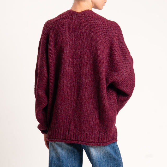 Haveone-Cardigan misto alpaca con tasche - vino