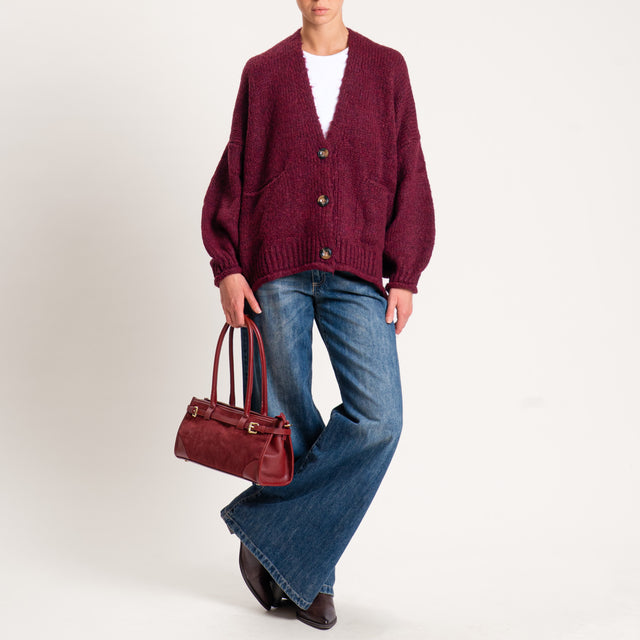 Haveone-Cardigan misto alpaca con tasche - vino