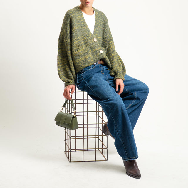 Haveone-Cardigan scollo v misto lana melange - militare