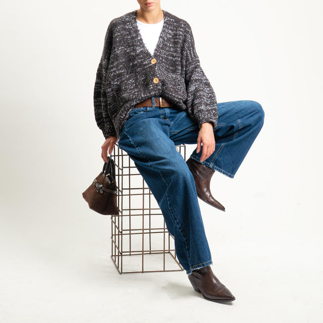 Haveone-Cardigan scollo v misto lana melange - moro