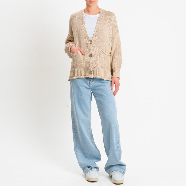 Haveone-Cardigan bottoni con tasche - corda