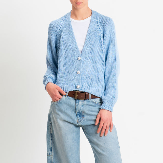 Haveone-Cardigan bottoni gioiello - cielo
