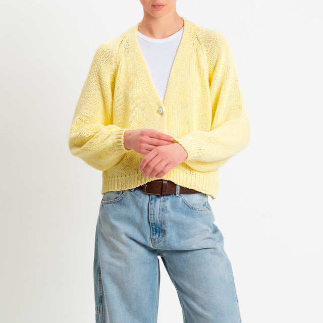 Haveone-Cardigan bottoni gioiello - giallo