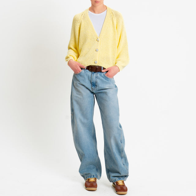 Haveone-Cardigan bottoni gioiello - giallo