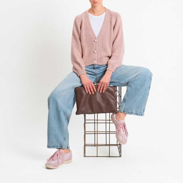 Haveone-Cardigan bottoni gioiello - rosa