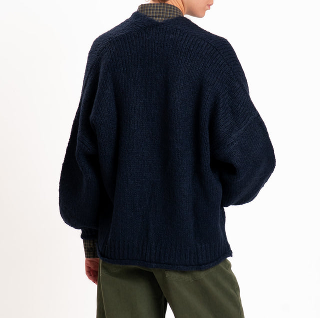 Haveone-Cardigan misto alpaca con tasche - Blu