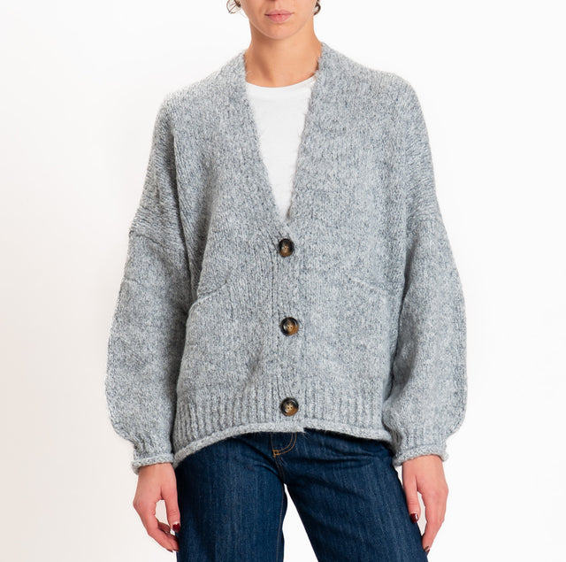 Haveone-Cardigan misto alpaca con tasche - perla