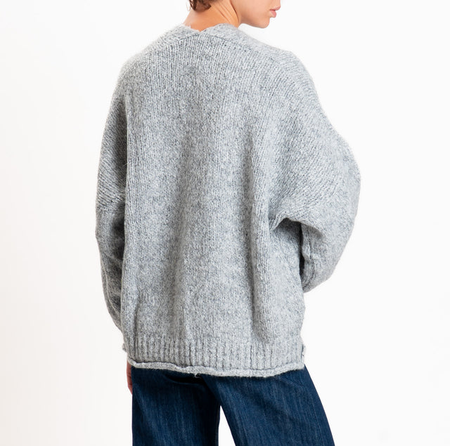 Haveone-Cardigan misto alpaca con tasche - perla