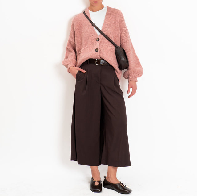 Haveone-Cardigan misto alpaca con tasche - rosa