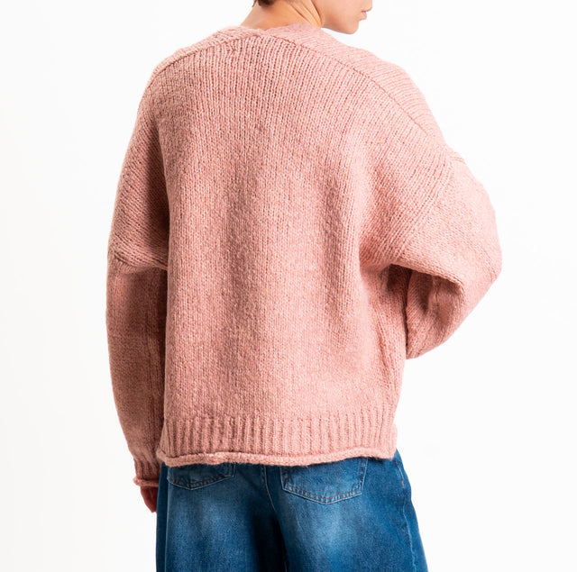 Haveone-Cardigan misto alpaca con tasche - rosa