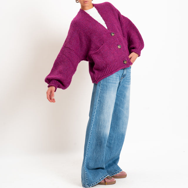 Haveone-Cardigan misto alpaca con tasche - amarena