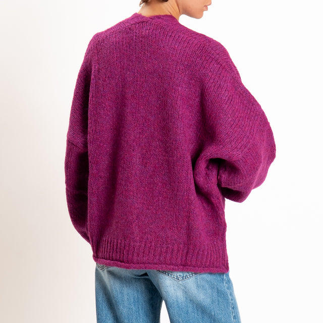 Haveone-Cardigan misto alpaca con tasche - amarena