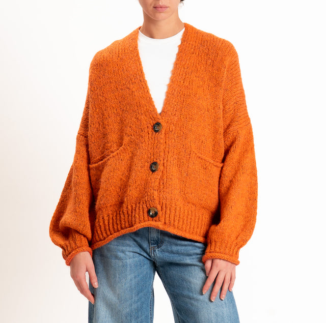 Haveone-Cardigan misto alpaca con tasche - arancio