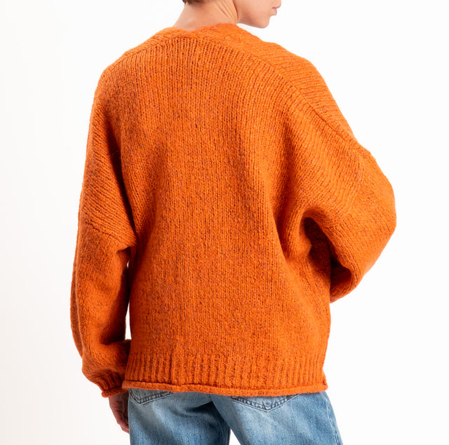 Haveone-Cardigan misto alpaca con tasche - arancio