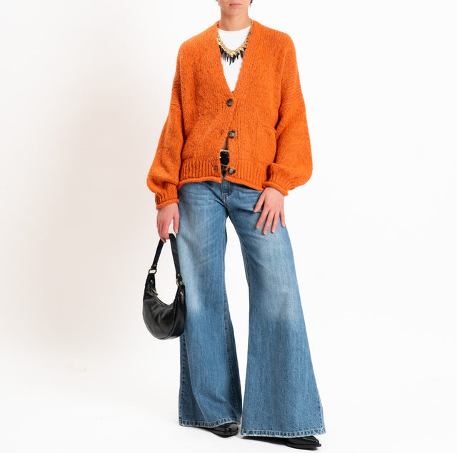 Haveone-Cardigan misto alpaca con tasche - arancio