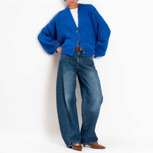 Haveone-Cardigan misto alpaca con tasche - bluette
