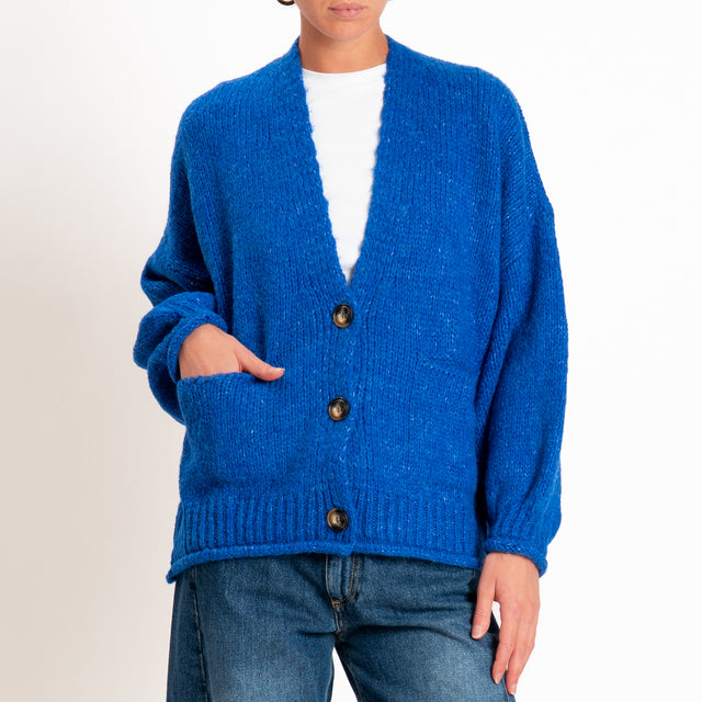 Haveone-Cardigan misto alpaca con tasche - bluette