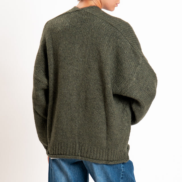 Haveone-Cardigan misto alpaca con tasche - militare