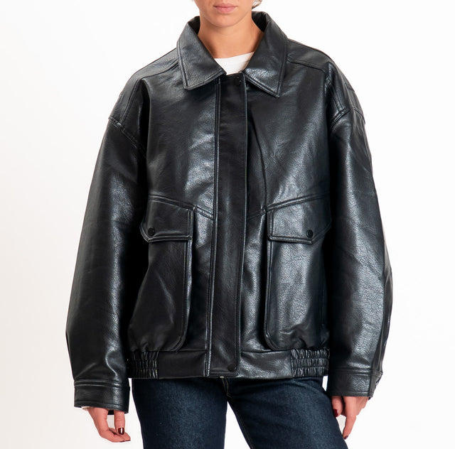 Haveone-Bomber similpelle - nero