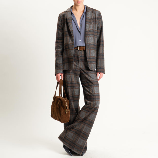 Haveone-Giacca check flanella slim fit - moro/tabacco