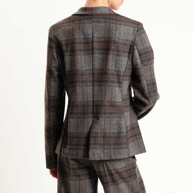 Haveone-Giacca check flanella slim fit - moro/tabacco
