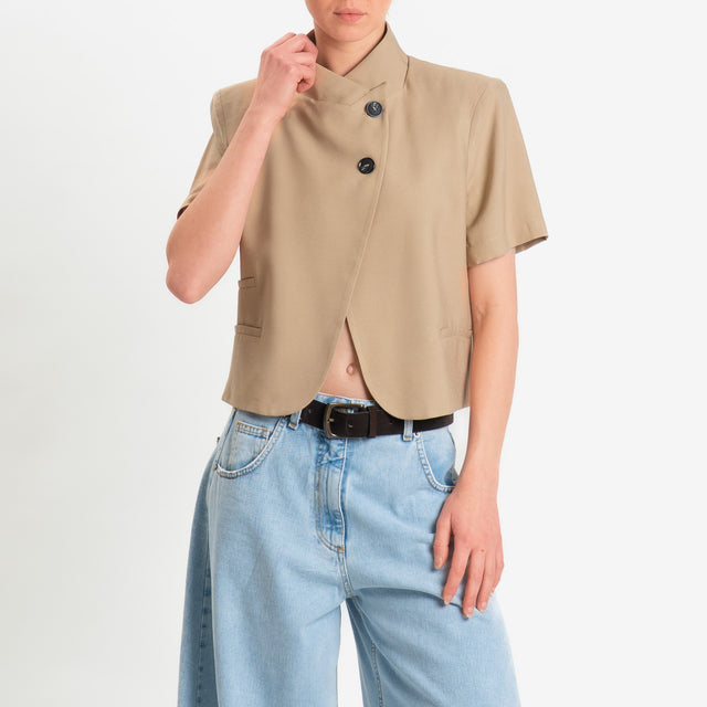 Haveone-Giacca asimmetrica mezza manica - Beige