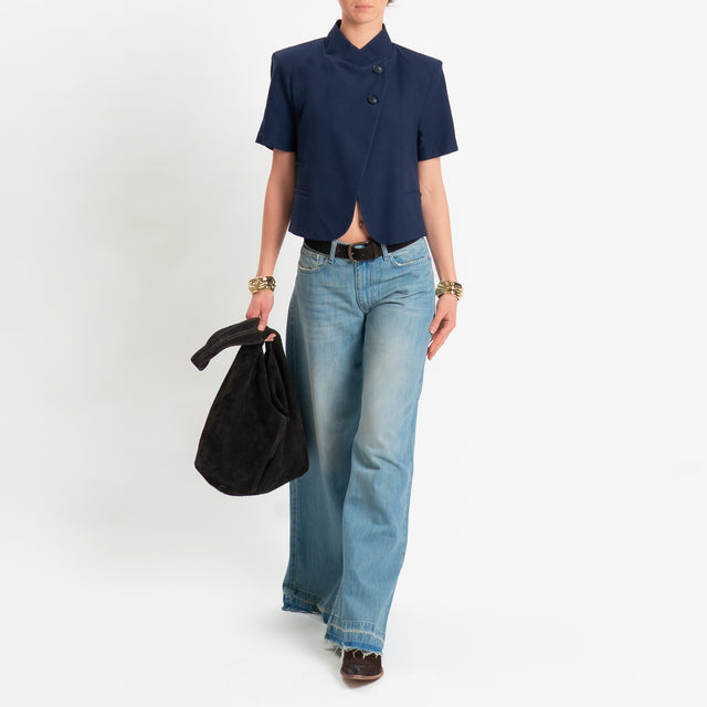 Haveone-Giacca asimmetrica mezza manica - Blu