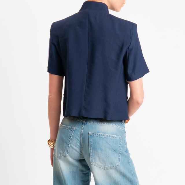 Haveone-Giacca asimmetrica mezza manica - Blu