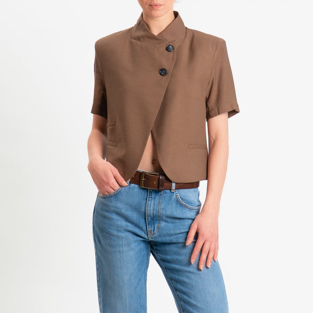 Haveone-Giacca asimmetrica mezza manica - moro