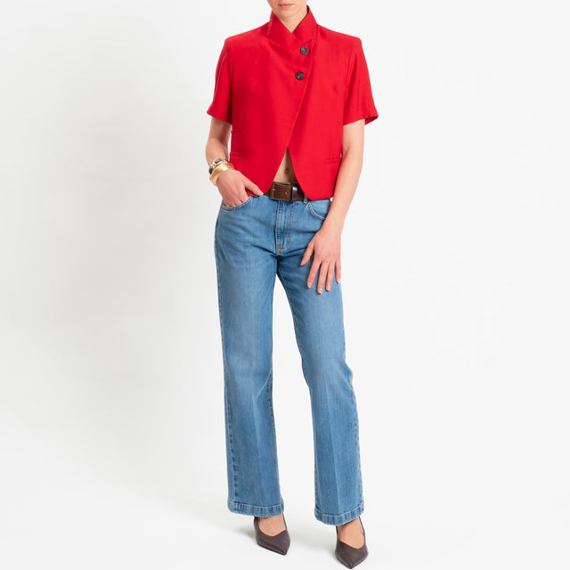 Haveone-Giacca asimmetrica mezza manica - rosso